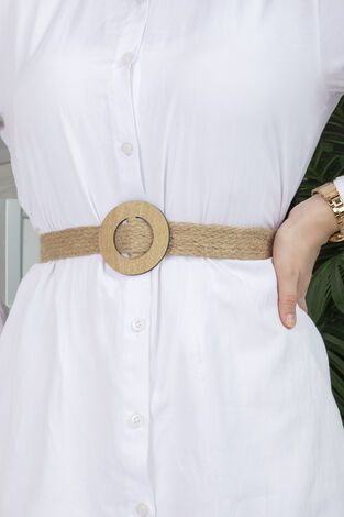 Tesettür Hasır Kemer Camel - Thumbnail