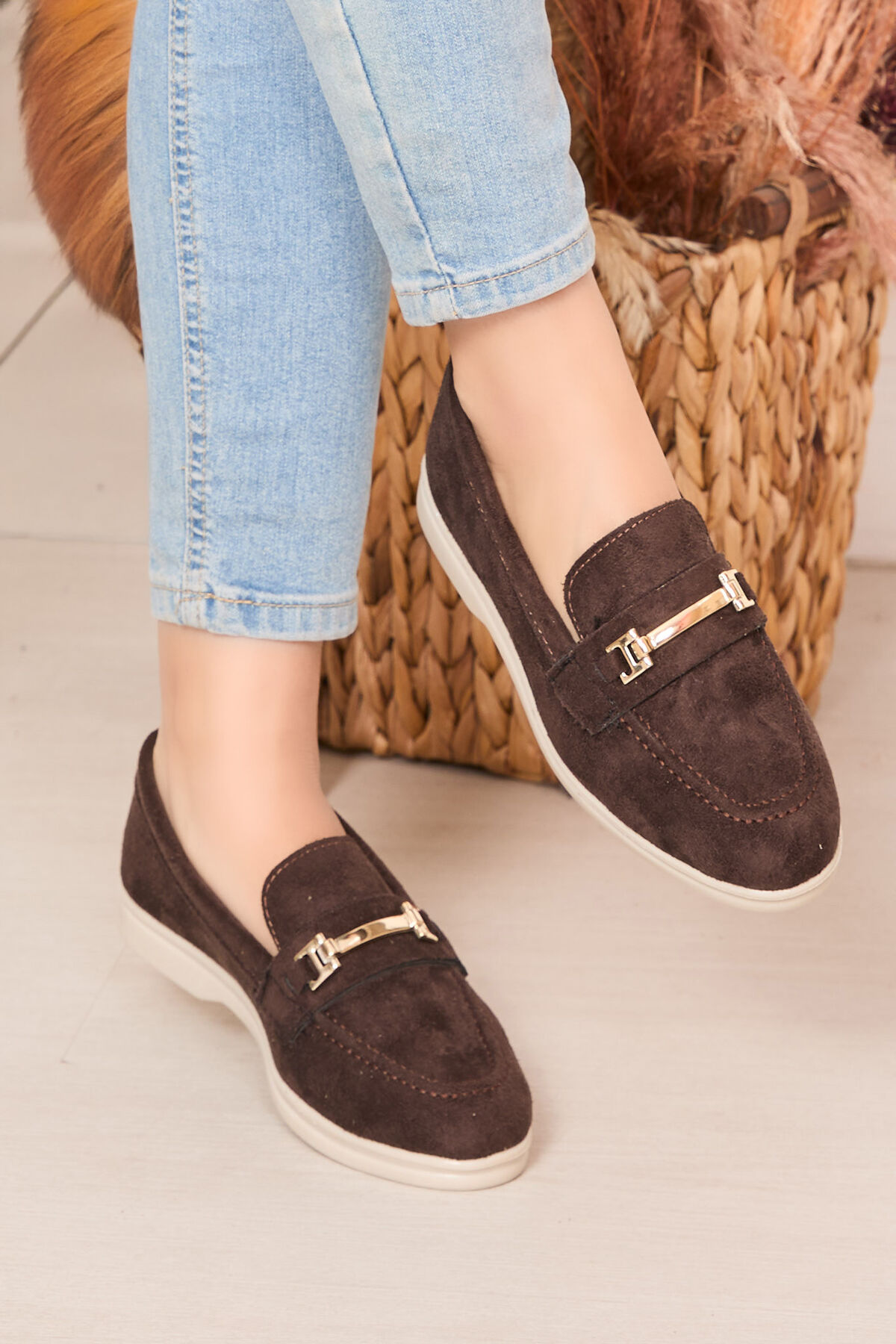 Tokalı Süet Loafer Ayakkabı Kahve Tokalı Süet Loafer Ayakkabı Kahve