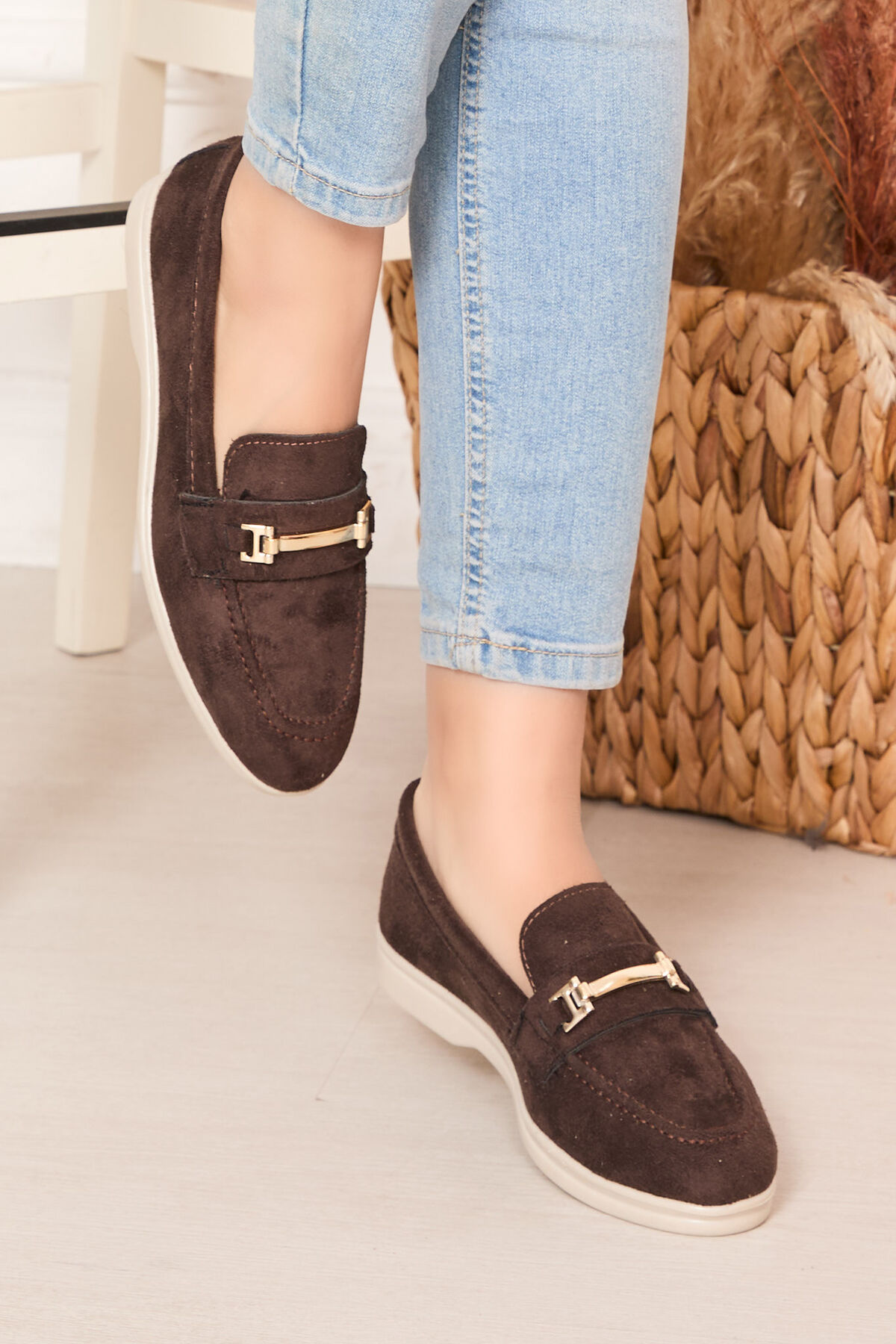 Tokalı Süet Loafer Ayakkabı Kahve Tokalı Süet Loafer Ayakkabı Kahve