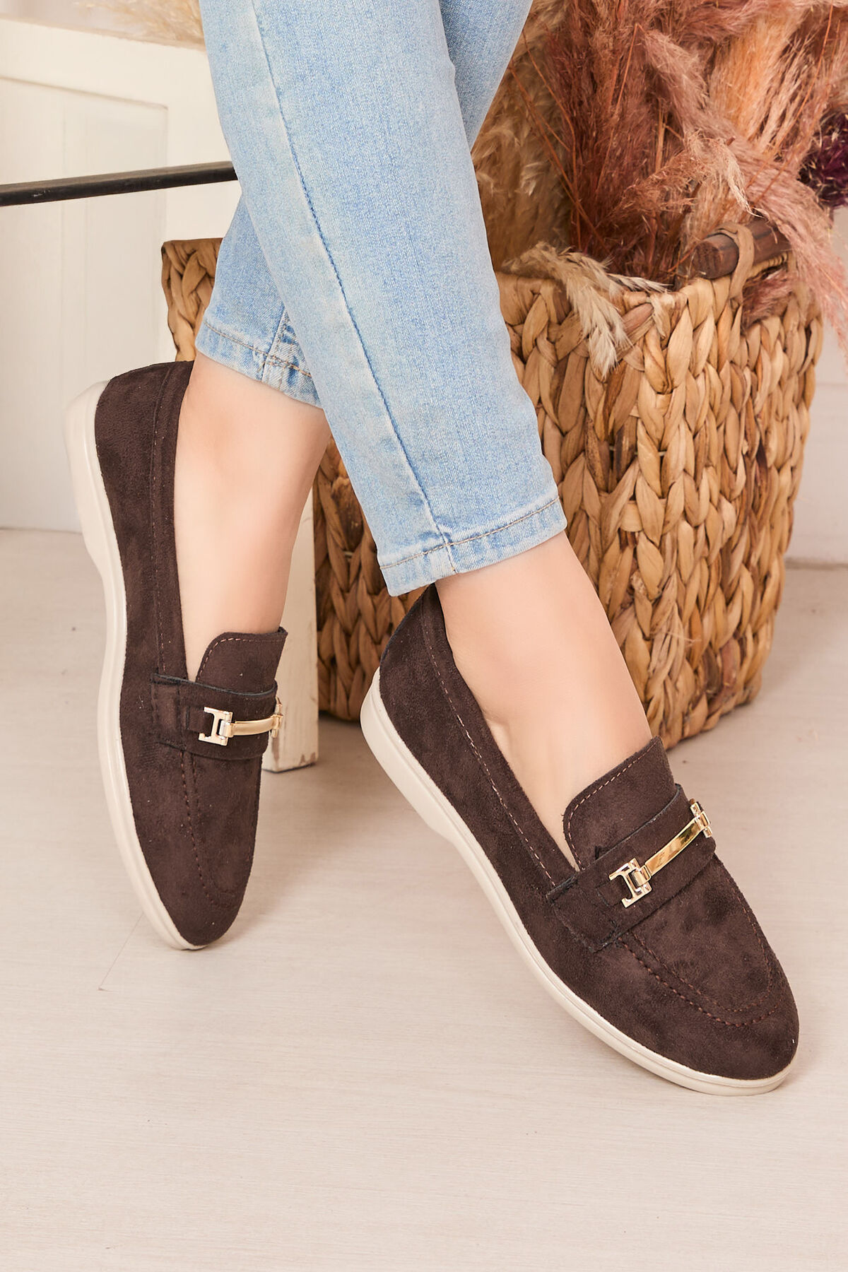 Tokalı Süet Loafer Ayakkabı Kahve Tokalı Süet Loafer Ayakkabı Kahve