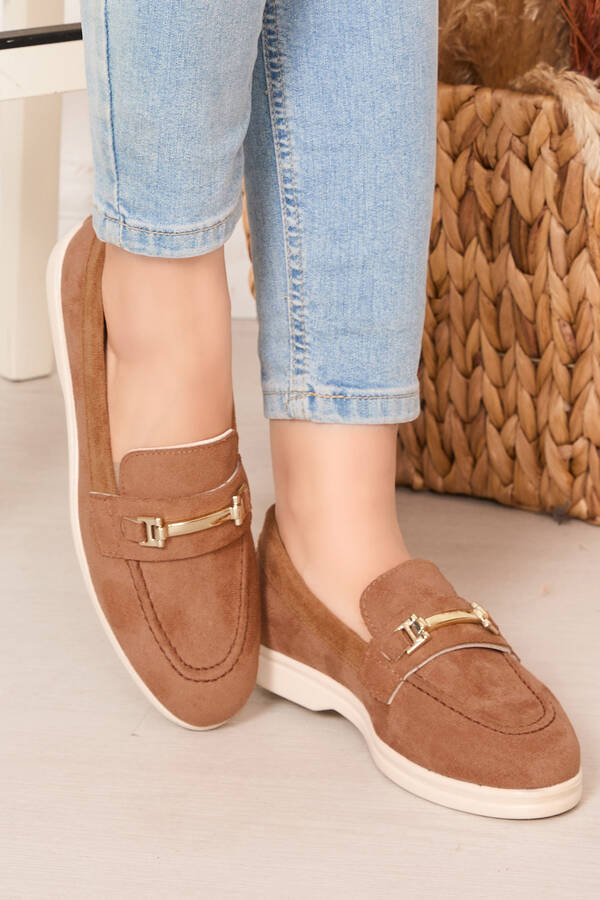 Tokalı Süet Loafer Ayakkabı Taba Tokalı Süet Loafer Ayakkabı Taba