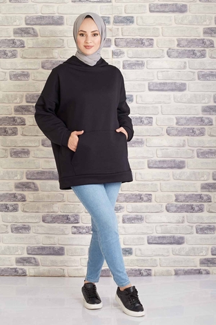 Tres Puf Sweat 100MD10122 Siyah - Thumbnail