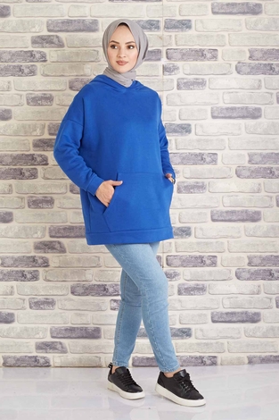 Tres Puf Sweat 100MD10122 İndigo - Thumbnail