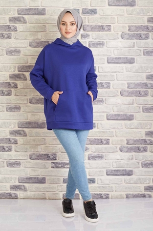 Tres Puf Sweat 100MD10122 Saks Mavisi - Thumbnail