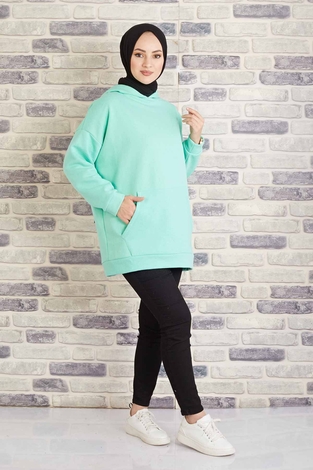 Tres Puf Sweat 100MD10122 Su Yeşili - Thumbnail