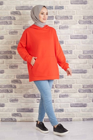 Tres Puf Sweat 100MD10122 Turuncu - Thumbnail