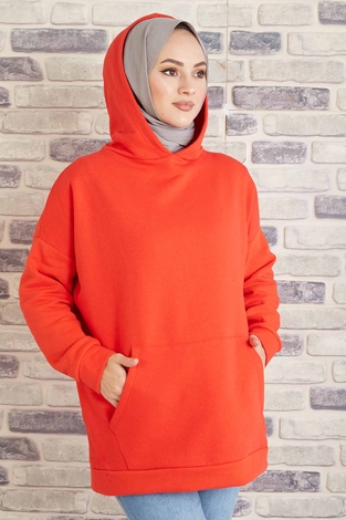 Tres Puf Sweat 100MD10122 Turuncu - Thumbnail