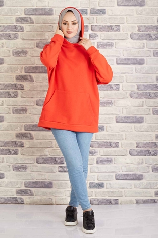 Tres Puf Sweat 100MD10122 Turuncu - Thumbnail
