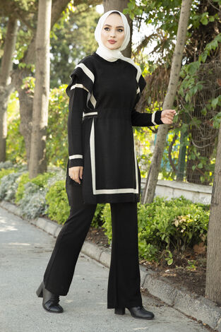 Üçlü Triko Takım Siyah - Thumbnail