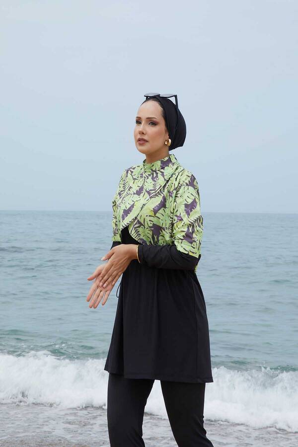 MD - Üstü Allerli Desenli Tesettür Mayo Yağ Yeşil (1) MD - Üstü Allerli Desenli Tesettür Mayo Yağ Yeşil (1)