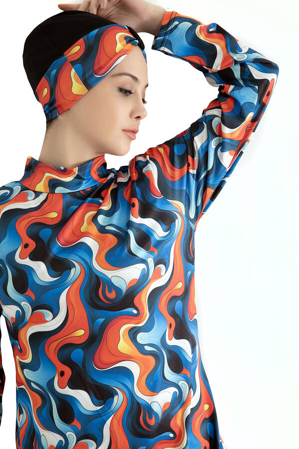 Frh - Üstü Desenli Tesettür Mayo -134 (1) Frh - Üstü Desenli Tesettür Mayo -134 (1)