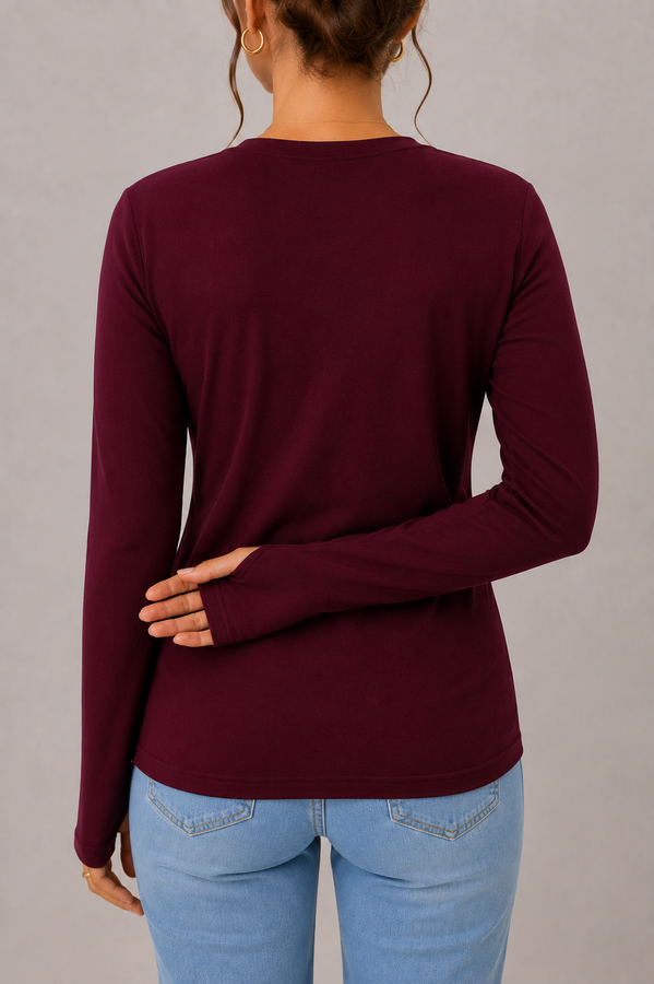 Uzun Kol Likralı Body Bordo - 5