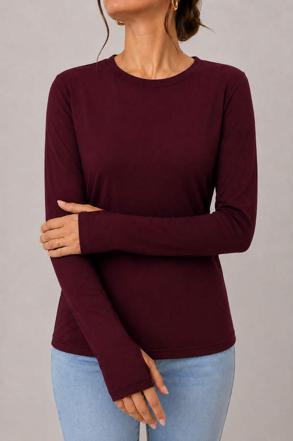 Uzun Kol Likralı Body Bordo - 3