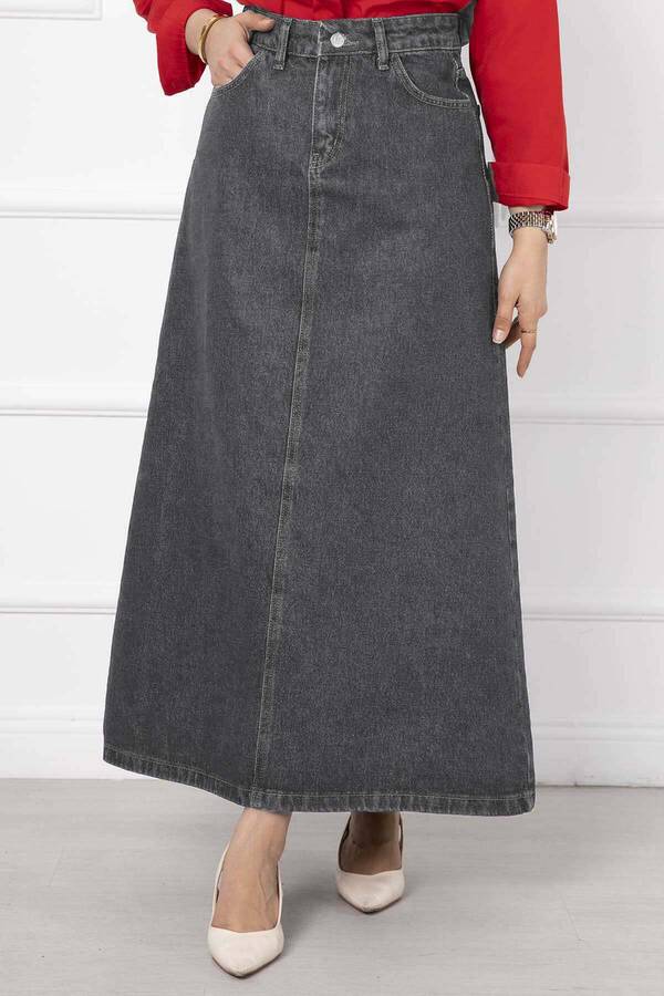 MD - Uzun Tesettür Kot Etek Antrasit (1) MD - Uzun Tesettür Kot Etek Antrasit (1)