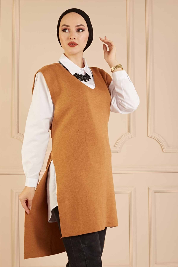 SAG - V Yaka Oversize Süveter 160SAG1204 Latte (1)