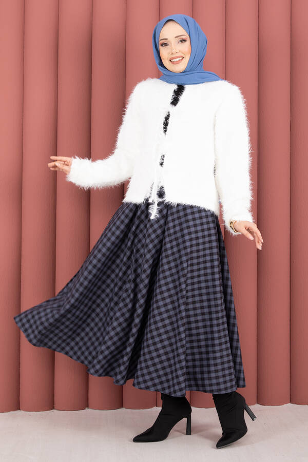 Mo - Vera Önden Bağlamalı Peluş Hırka Ekru (1)