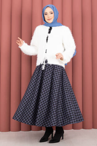 Vera Önden Bağlamalı Peluş Hırka Ekru - Thumbnail