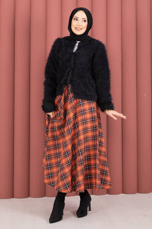 Vera Önden Bağlamalı Peluş Hırka Siyah - Thumbnail