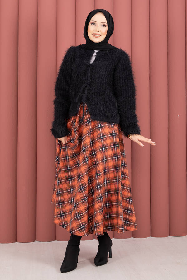 Mo - Vera Önden Bağlamalı Peluş Hırka Siyah (1)