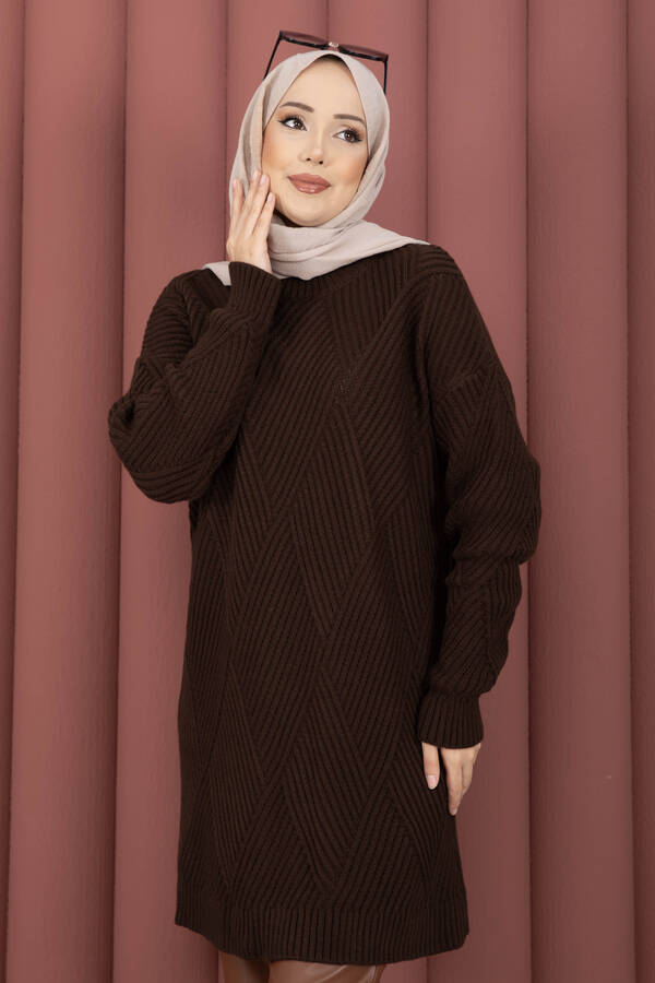 RAF - Vinea Baklava Desen Triko Kazak Kahve (1)