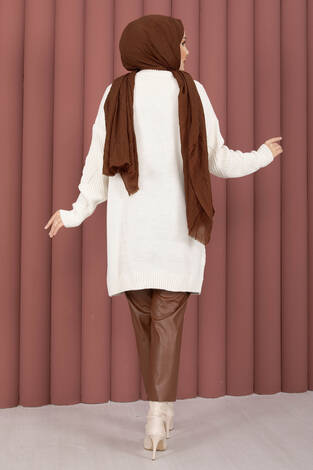 Vinea Baklava Desen Triko Kazak Krem - Thumbnail