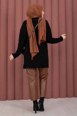 Vinea Baklava Desen Triko Kazak Siyah - Thumbnail