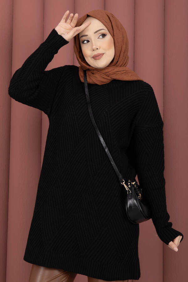 RAF - Vinea Baklava Desen Triko Kazak Siyah (1)