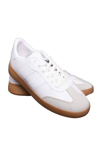 Yan Şerit Detaylı Sneaker Spor Ayakkabı Beyaz