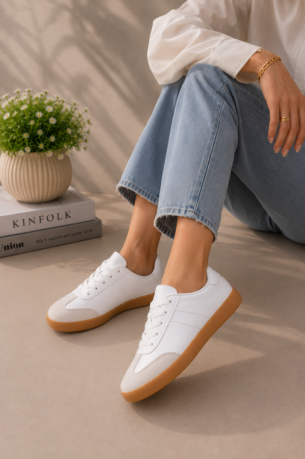 Srç - Yan Şerit Detaylı Sneaker Spor Ayakkabı Beyaz