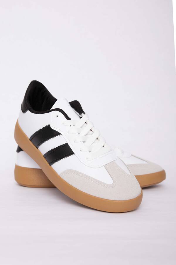 Srç - Yan Şerit Detaylı Sneaker Spor Ayakkabı Beyaz - Siyah