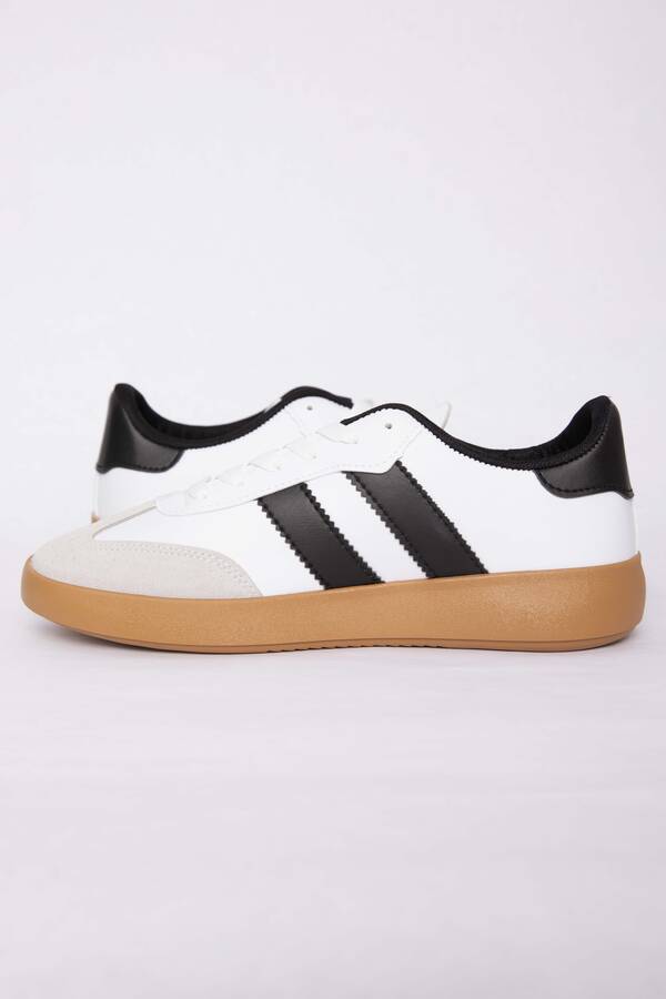 Srç - Yan Şerit Detaylı Sneaker Spor Ayakkabı Beyaz - Siyah (1)