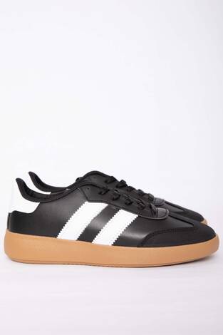 Yan Şerit Detaylı Sneaker Spor Ayakkabı Siyah - Thumbnail