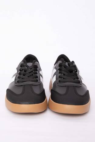 Yan Şerit Detaylı Sneaker Spor Ayakkabı Siyah - Thumbnail