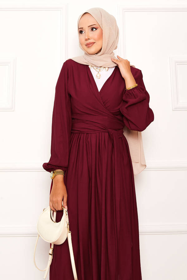 MD - Yandan Bağlamalı Bolerolu Etekli Takım Bordo (1)