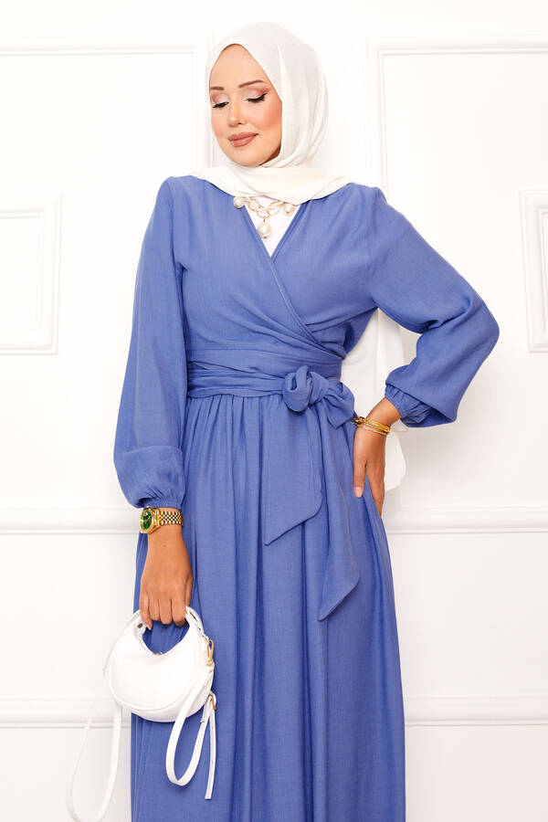 MD - Yandan Bağlamalı Bolerolu Etekli Takım İndigo (1) MD - Yandan Bağlamalı Bolerolu Etekli Takım İndigo (1)