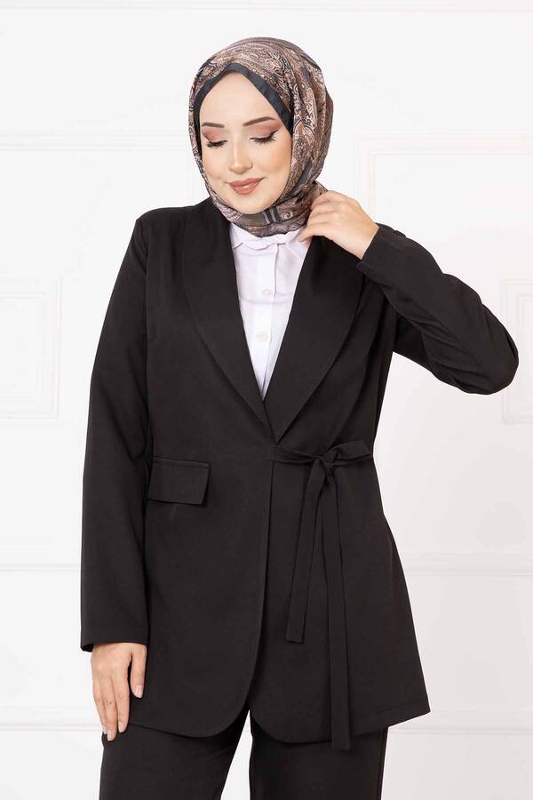 Hp - Yandan Bağlamalı Ceket Takım Siyah (1) Hp - Yandan Bağlamalı Ceket Takım Siyah (1)