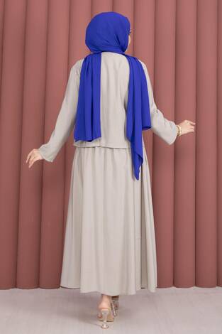 Yandan Bağlamalı Kimono Etek İkili Takım Taş - Thumbnail