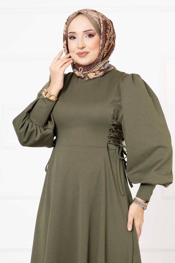MD - Yanları Bağlamalı Elbise Haki (1) MD - Yanları Bağlamalı Elbise Haki (1)