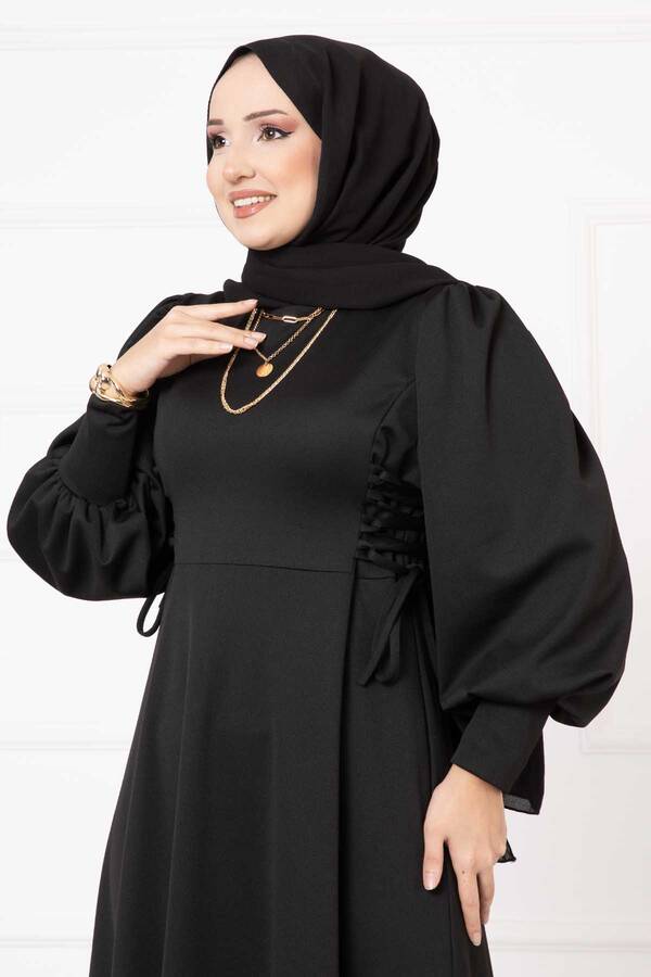 MD - Yanları Bağlamalı Elbise Siyah (1) MD - Yanları Bağlamalı Elbise Siyah (1)