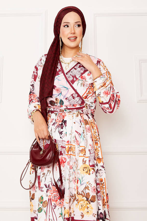 Efl - Yanları Bağlamalı Etekli Modal Takım Bordo (1) Efl - Yanları Bağlamalı Etekli Modal Takım Bordo (1)