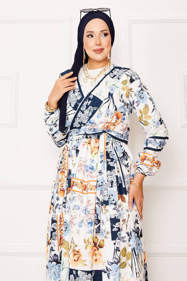 Efl - Yanları Bağlamalı Etekli Modal Takım Lacivert (1) Efl - Yanları Bağlamalı Etekli Modal Takım Lacivert (1)