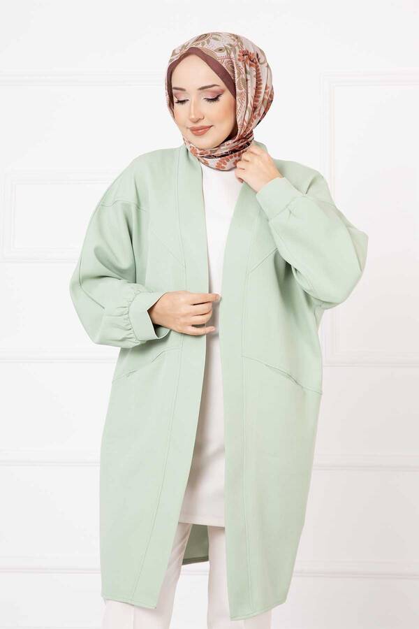 CVN - Yanları Cepli Atlas Tesettür Ceket Mint (1) CVN - Yanları Cepli Atlas Tesettür Ceket Mint (1)