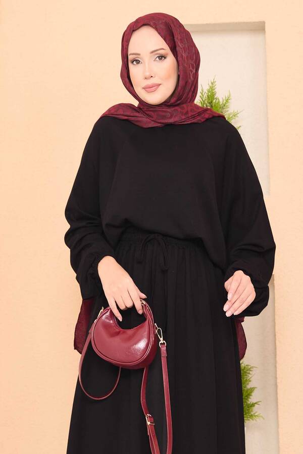 Gly - Yarasa Kol Crop Etek Tesettür Takım Siyah (1) Gly - Yarasa Kol Crop Etek Tesettür Takım Siyah (1)