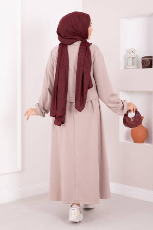 Yarasa Kol Crop Etek Tesettür Takım Taş - Thumbnail