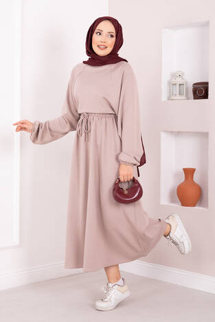 Yarasa Kol Crop Etek Tesettür Takım Taş - Thumbnail