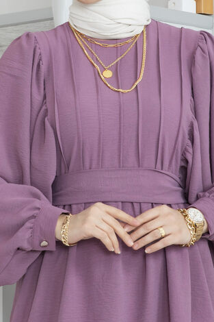 Yarasa Kol Drapeli Tesettür Takım Gülkurusu - Thumbnail