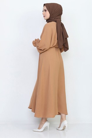 Yarasa Kol Mevlana Elbise 7112-4 Taba - Thumbnail