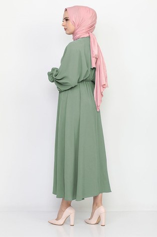 Yarasa Kol Mevlana Elbise 7112-7 Mint - Thumbnail