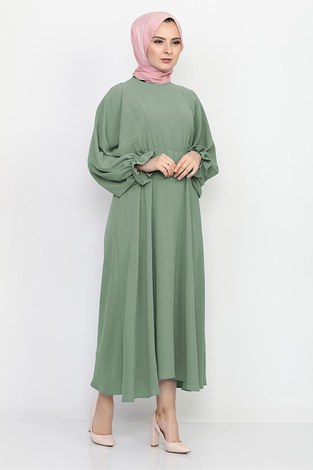 Yarasa Kol Mevlana Elbise 7112-7 Mint - Thumbnail