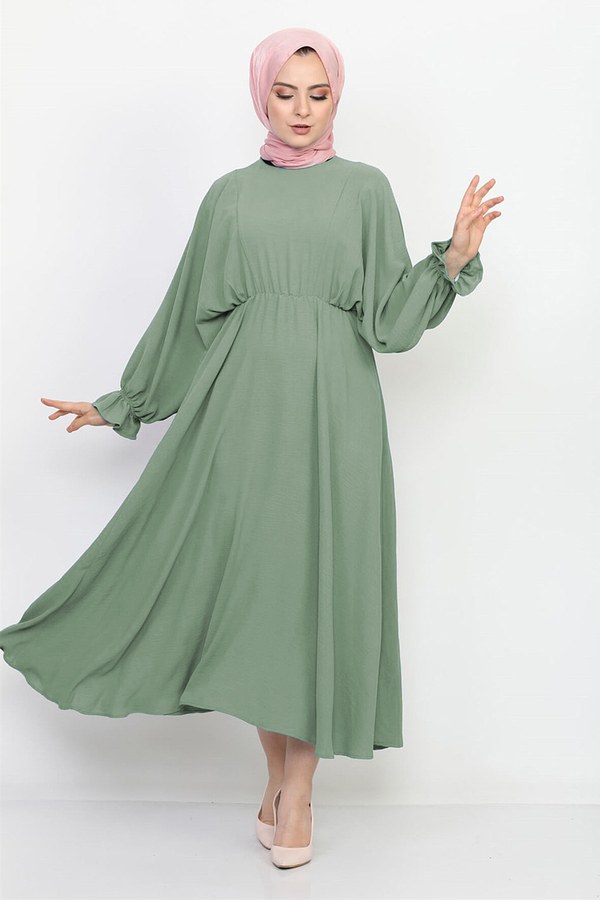  - Yarasa Kol Mevlana Elbise 7112-7 Mint